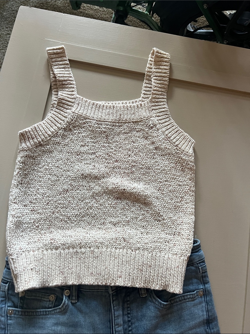 LOFT Cream Knit Tank Sweater